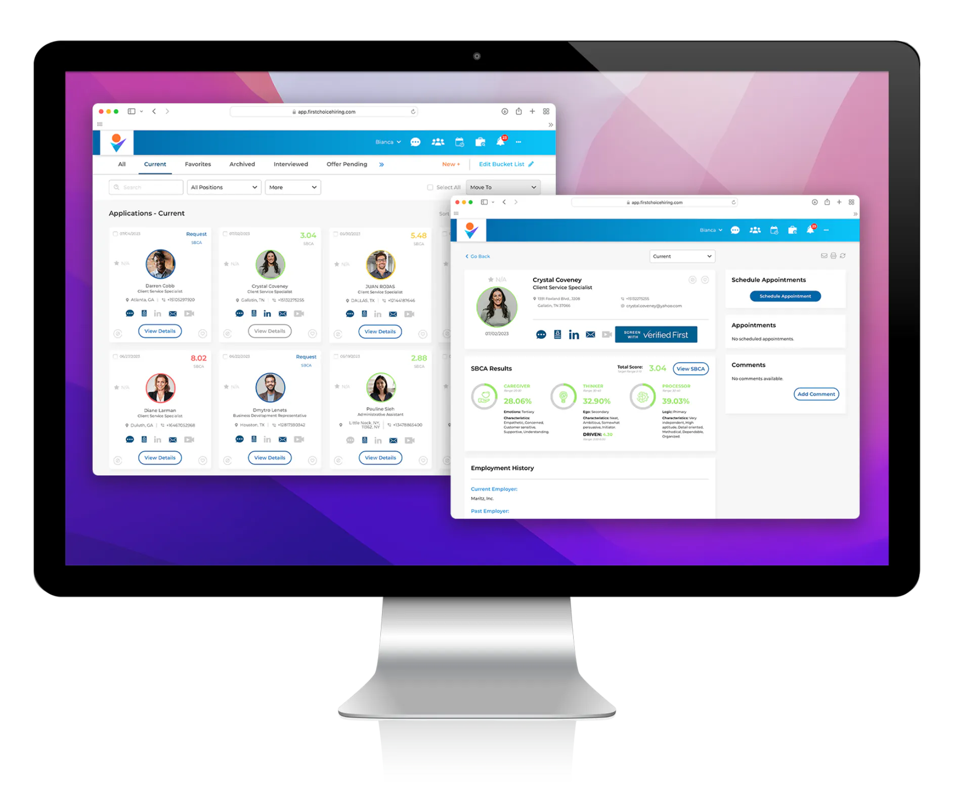 screenshot of FIrst Choice Hiring Solutions